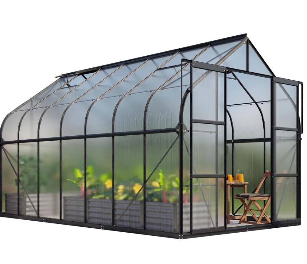 Vitavia Gewächshaus Saturn 11500 HKP, inkl. Stahlfundamentrahmen, ca. B264/H255/T445 cm Schwarz Best