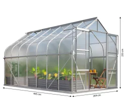 Vitavia Gewächshäuser - Gewächshaus Saturn 11500 HKP, inkl. Stahlfundamentrahmen, ca. B264/H255/T445 cm Silber