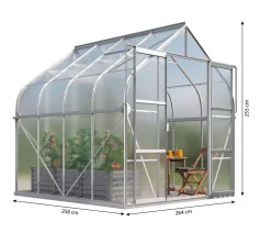 Vitavia Gewächshäuser - Gewächshaus Saturn 6700 HKP, inkl. Stahlfundamentrahmen, ca. B264/H255/T258 cm Silber