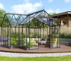Vitavia Orangerie Minerva ESG, inkl. Stahlfundamentrahmen, ca. B383/H254/T383 cm Schwarz Hot