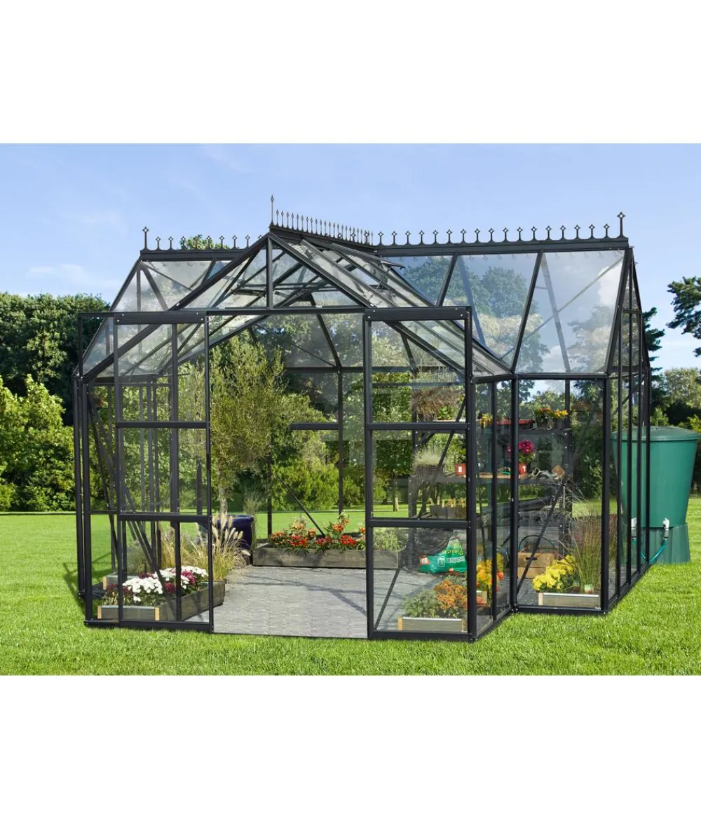 Vitavia Orangerie Minerva ESG, inkl. Stahlfundamentrahmen, ca. B383/H254/T383 cm Schwarz Hot