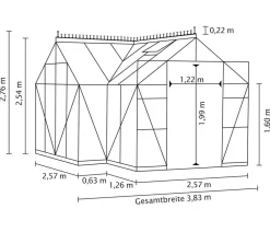 Vitavia Orangerie Minerva ESG, inkl. Stahlfundamentrahmen, ca. B383/H254/T383 cm Schwarz Hot