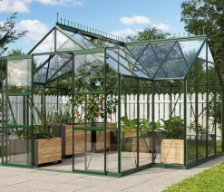 Vitavia Gewächshäuser - Orangerie Minerva ESG, inkl. Stahlfundamentrahmen, ca. B383/H254/T383 cm Dunkelgrün