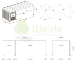 Weide Carports & Garagen - Carport Alu/Stahl, ca. B720/H255/T300 cm Anthrazit