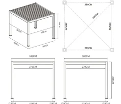 Weide Pergolen - Classic Pergola Alu-Stahl, ca. B300/H255/T300 cm Weiß