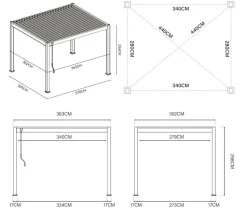 Weide Classic Pergola 3x3,6 Alu-Stahl, ca. B360/H255/T300 cm Anthrazit Clearance