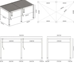 Weide Pergolen > Classic Pergola 3x5,3 Alu-Stahl, ca. B530/H255/T300 cm
