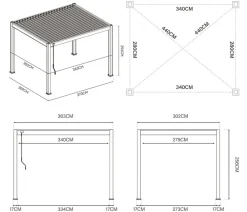 Weide Pergolen - Classic Pergola 3x3,6 Alu-Stahl, ca. B360/H255/T300 cm Weiß