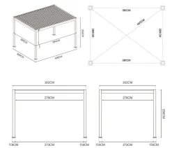Weide Pergolen > Classic Pergola 3x4 Alu-Stahl, ca. B400/H255/T300 cm
