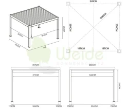 Weide Pergolen > Deluxe Pergola Voll-Alu, ca. B400/H255/T360 cm
