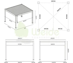 Weide Deluxe Pergola Voll-Alu, ca. B400/H255/T360 cm Anthrazit Discount