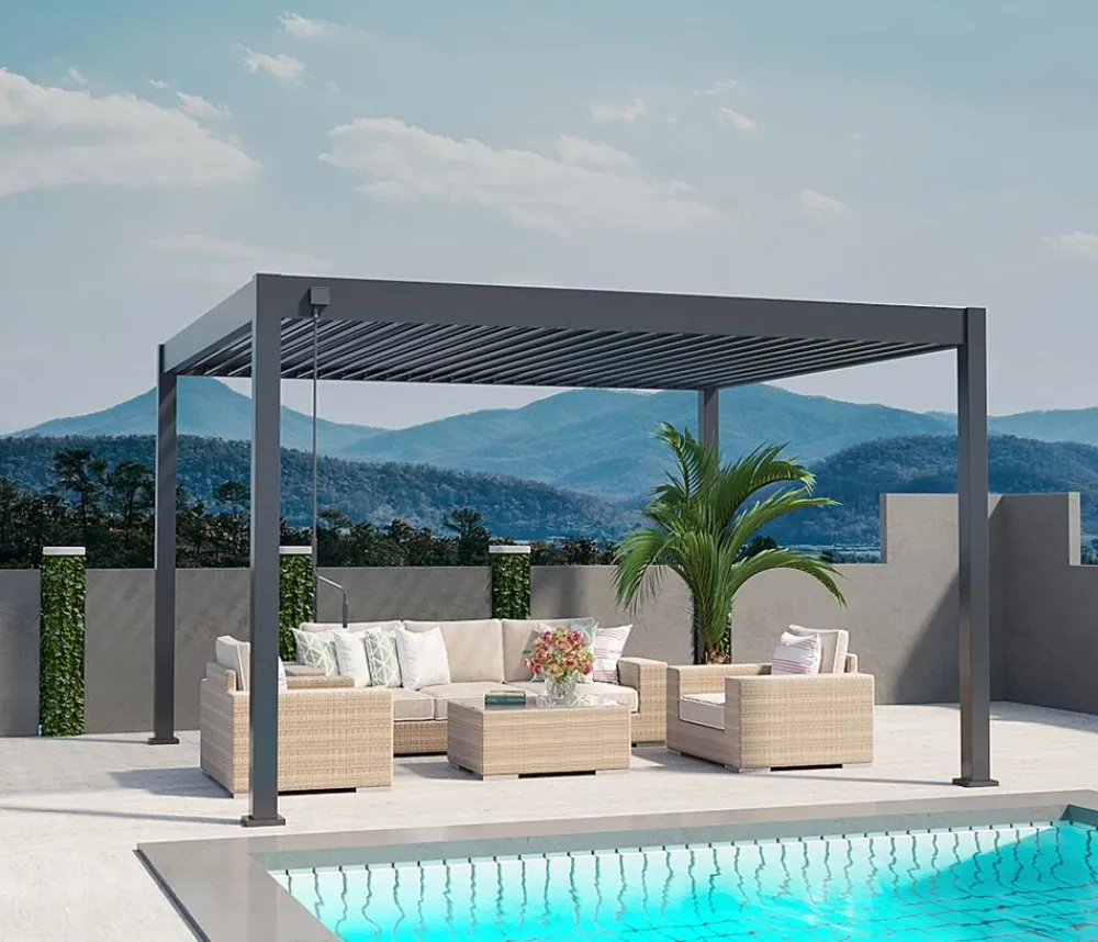 Weide Deluxe Pergola Voll-Alu, ca. B400/H255/T360 cm Anthrazit Discount