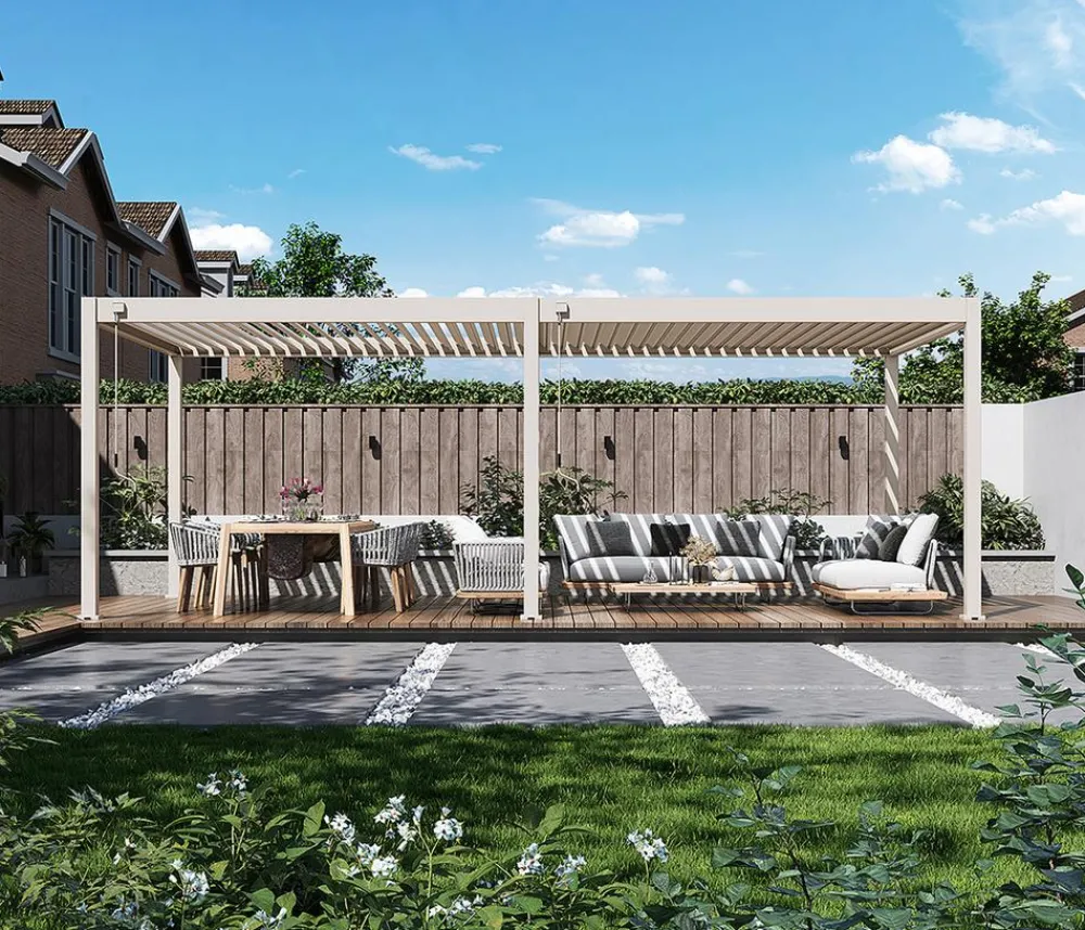 Weide Deluxe Pergola Voll-Alu, ca. B720/H255/T360 cm Ivory Sand Outlet