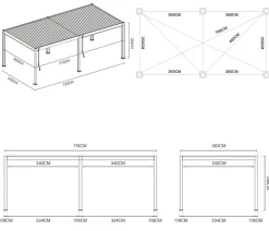 Weide Deluxe Pergola Voll-Alu, ca. B720/H255/T360 cm Ivory Sand Outlet
