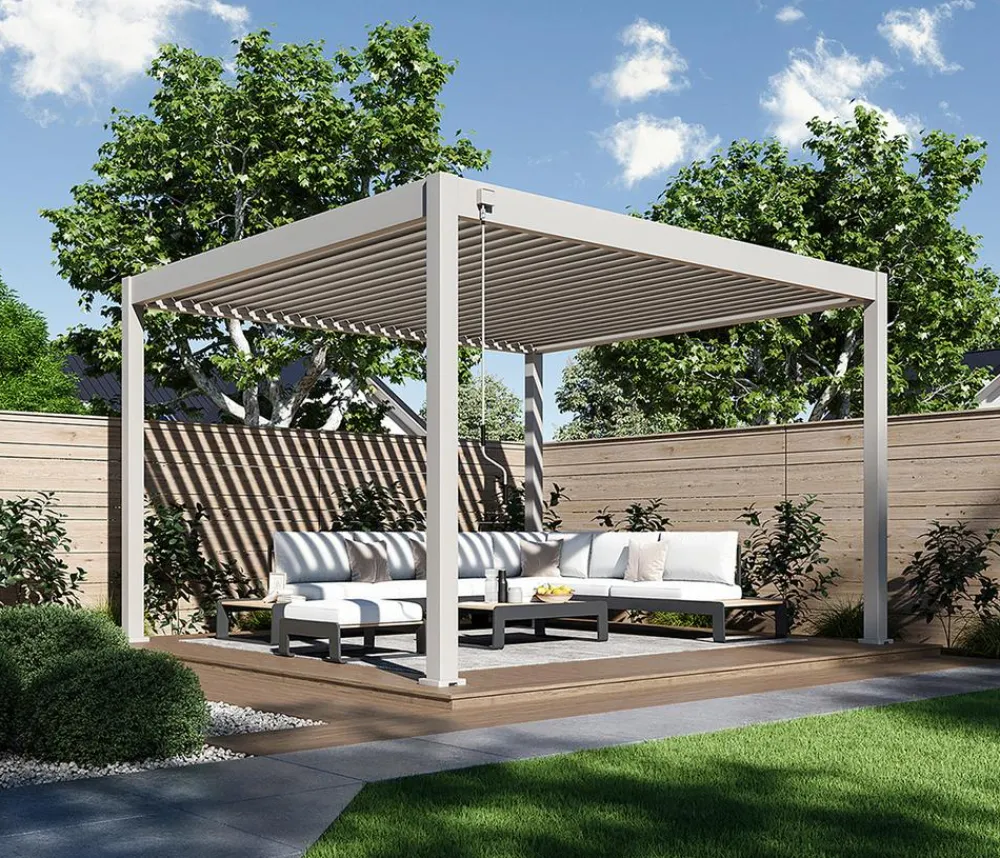 Weide Pergolen - Deluxe Pergola Voll-Alu, ca. B400/H255/T360 cm Ivory Sand