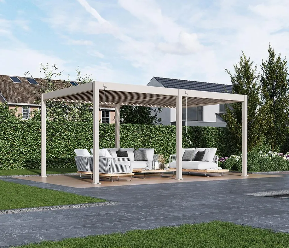 Weide Deluxe Pergola Voll-Alu, ca. B530/H255/T360 cm Ivory Sand Hot