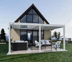 Weide Pergolen > Deluxe Wandpergola Voll-Alu, ca. B530/H255/T360 cm
