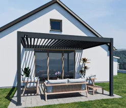 Weide Pergolen > Deluxe Wandpergola Voll-Alu, ca. B400/H255/T300 cm