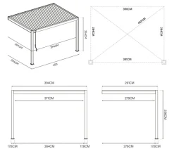 Weide Pergolen - Deluxe Wandpergola Voll-Alu, ca. B400/H255/T300 cm Weiß