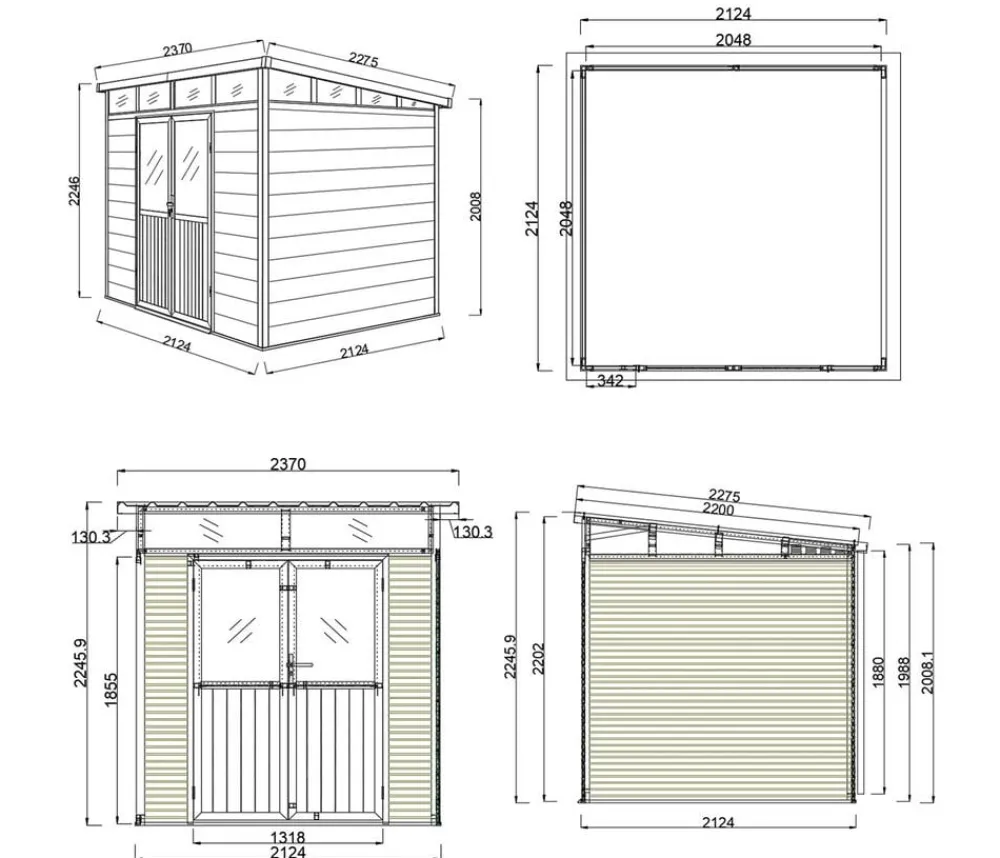 Weide Gartenhäuser & Gerätehäuser > Gartenhaus, ca. B218/H226/T218 cm