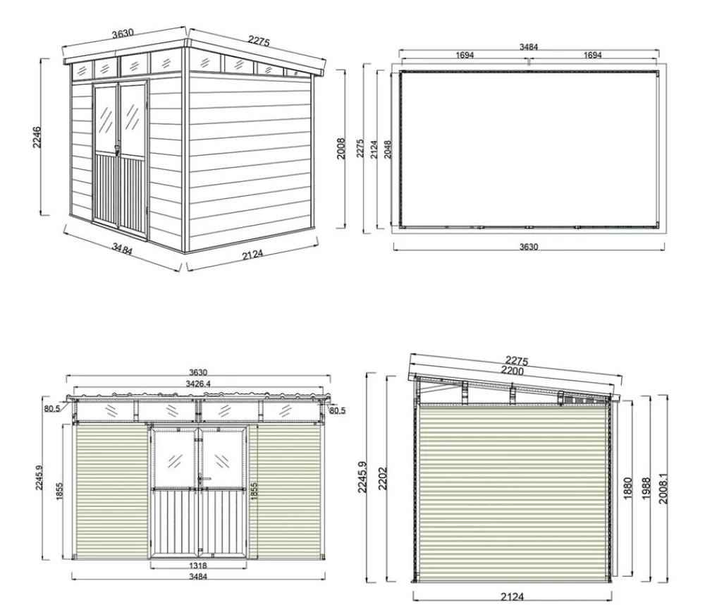 Weide Gartenhäuser & Gerätehäuser > Gartenhaus, ca. B338/H226/T218 cm