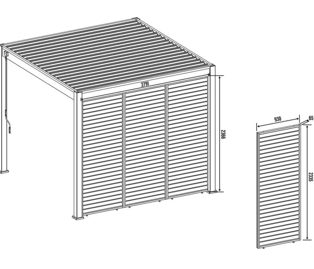 Weide Pergolen > Horizontales Seitenwand-Paneel, ca. B93/H255 cm