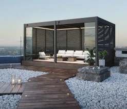 Weide Pergolen - Horizontales Seitenwand-Paneel, ca. B113/H255 cm Anthrazit