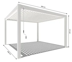 Weide Pergola Deluxe Plus 4x4, ca. B400/H255/T400 cm Weiß Hot
