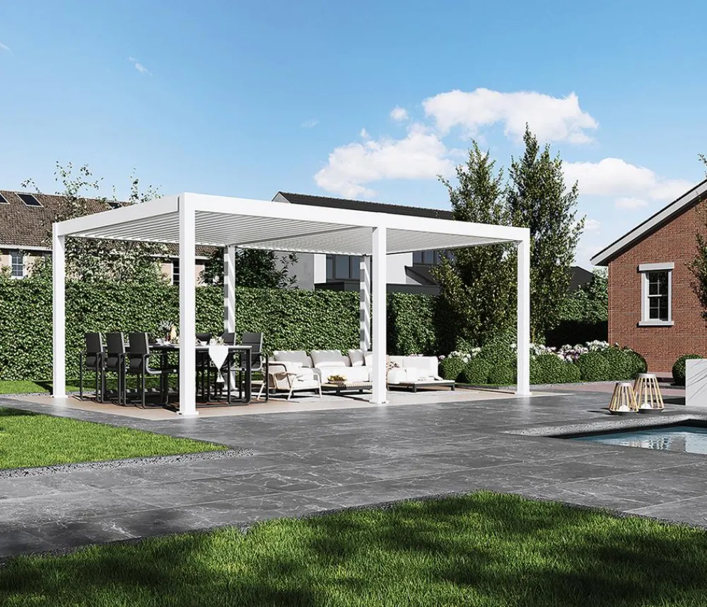 Weide Pergola LED E-Deluxe Plus 4x6, ca. B600/H255/T400 cm Weiß Hot
