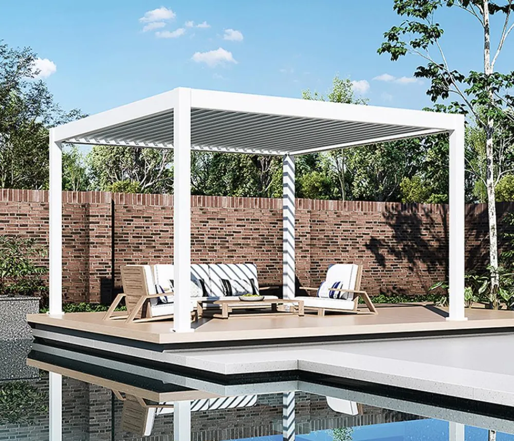 Weide Pergola LED E-Deluxe Plus 4x4, ca. B400/H255/T400 cm Weiß Clearance