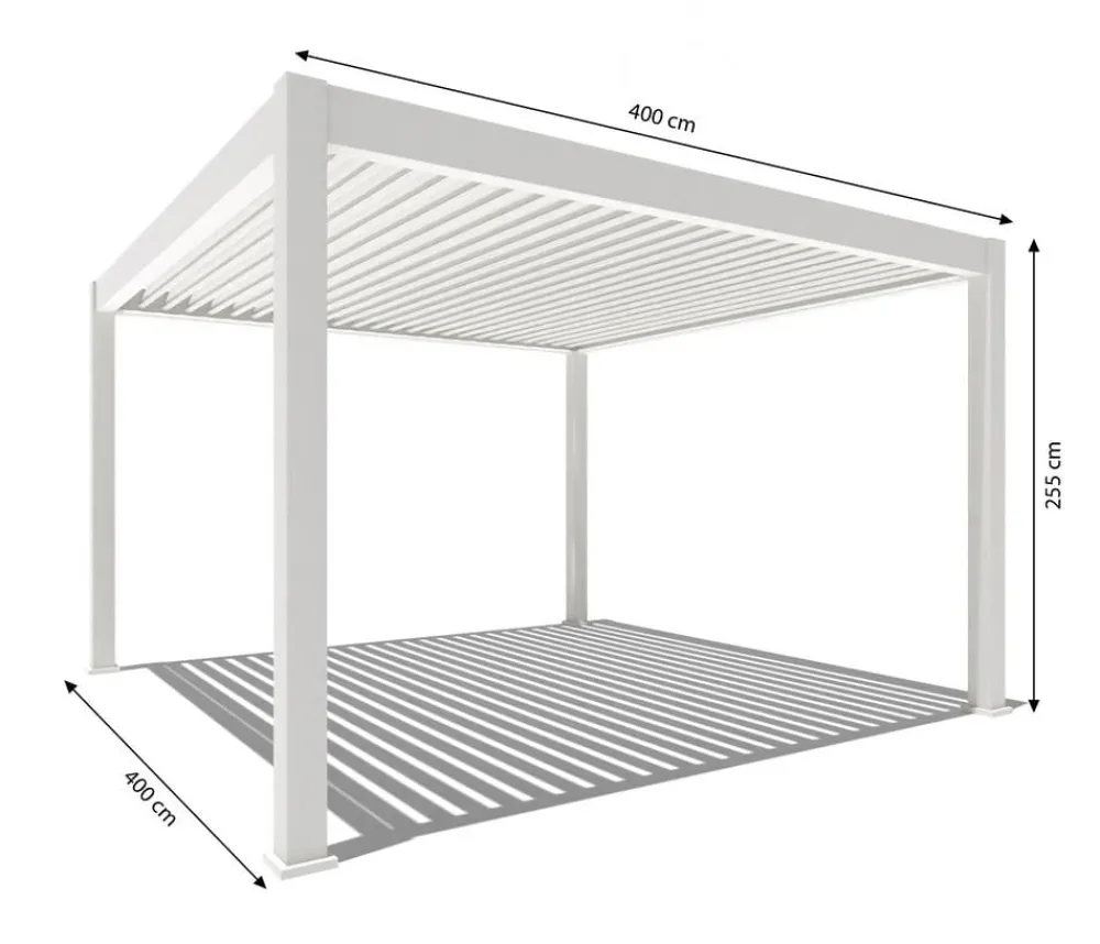 Weide Pergola LED E-Deluxe Plus 4x4, ca. B400/H255/T400 cm Weiß Clearance