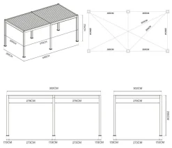 Weide Pergolen > Pergola LED E-Deluxe 3x4, ca. B400/H255/T300 cm