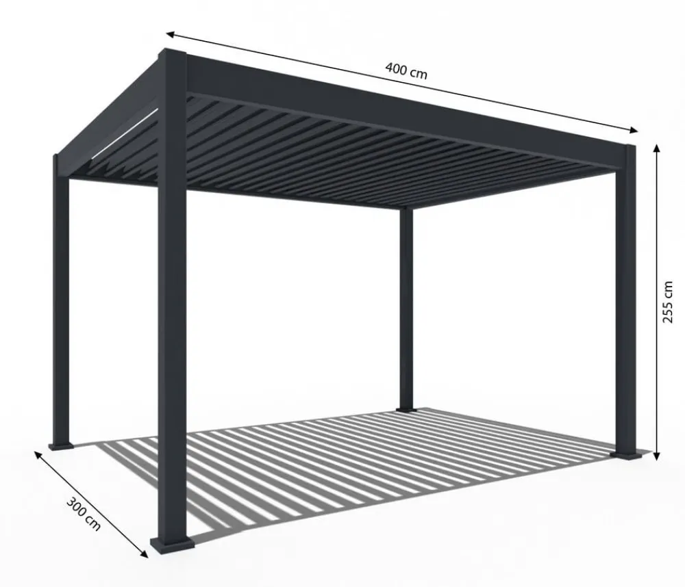 Weide Pergola LED E-Deluxe 3x4, ca. B400/H255/T300 cm Anthrazit Discount