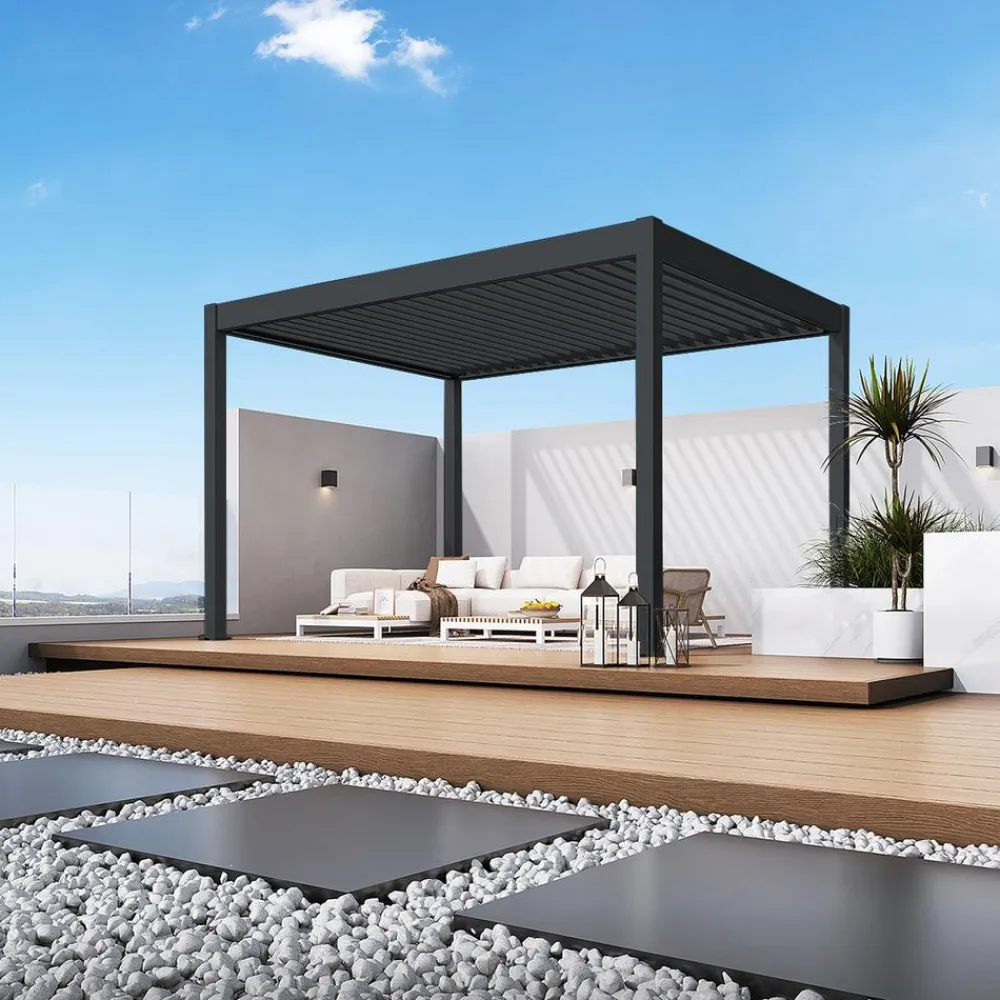 Weide Pergola LED E-Deluxe 3x4, ca. B400/H255/T300 cm Anthrazit Discount