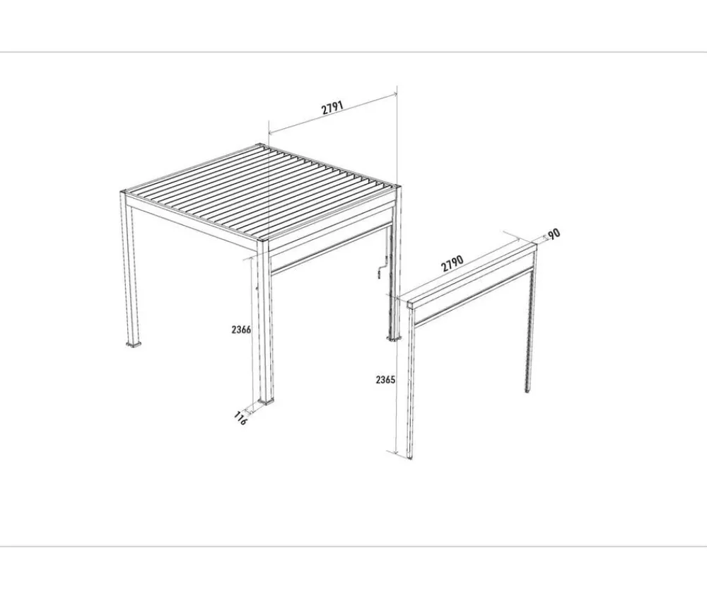 Weide Pergolen - Sonnenrollo für Deluxe/Classic Pergola, ca. B300 cm Anthrazit