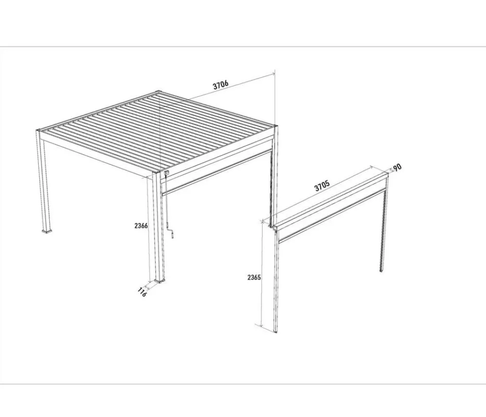 Weide Pergolen - Sonnenrollo für Deluxe/Classic Pergola, ca. B400 cm Anthrazit