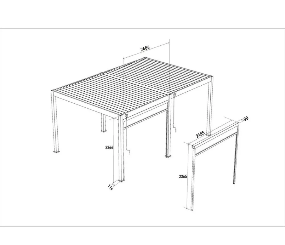 Weide Sonnenrollo für Deluxe Pergola, ca. B265 cm Weiß Discount