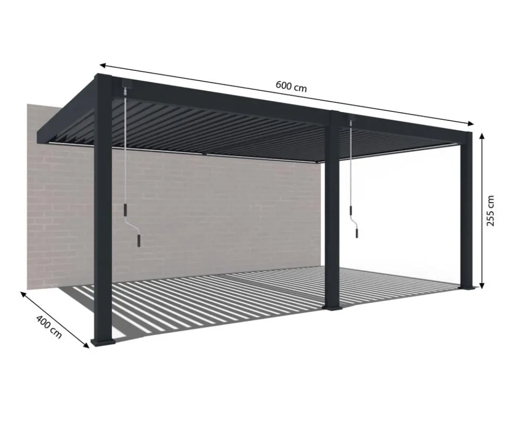 Weide Pergolen > Wand-Pergola Deluxe Plus 4x6, ca. B600/H255/T400 cm