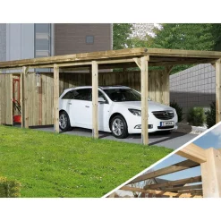Weka Carports & Garagen - Carport 617, ohne Dacheindeckung Hellbraun
