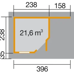 Weka Designhaus 213 A+ Gr. 1, ca. B436/H259/T278 cm Hot