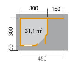 Weka Designhaus 213 A Gr.2, ca. B501/H237/T338 cm Grau Clearance