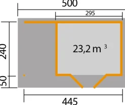 Weka Designhaus 126 A, Gr. 1, ca. B500/H225/T316 cm Hellgrau Hot