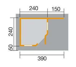 Weka Designhaus 213 A Gr.1, ca. B442/H237/T278 cm Grau Outlet