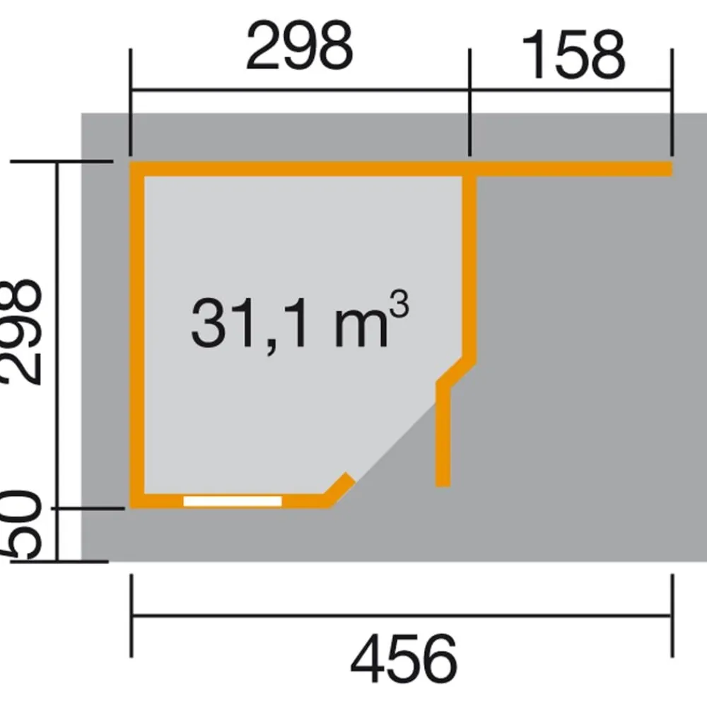Weka Gartenhäuser & Gerätehäuser - Designhaus 213 A+ Gr. 2, ca. B500/H259/T339 cm Natur