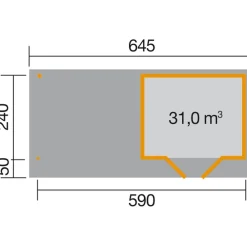 Weka Designhaus 126 B+ Gr. 1, ca. B645/H247/T316 cm Rot Clearance