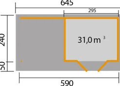 Weka Designhaus 126 B, Gr. 1, ca. B645/H225/T316 cm Rot Hot