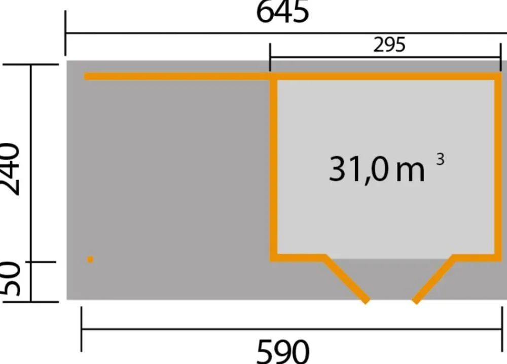 Weka Designhaus 126 B, Gr. 1, ca. B645/H225/T316 cm Rot Hot