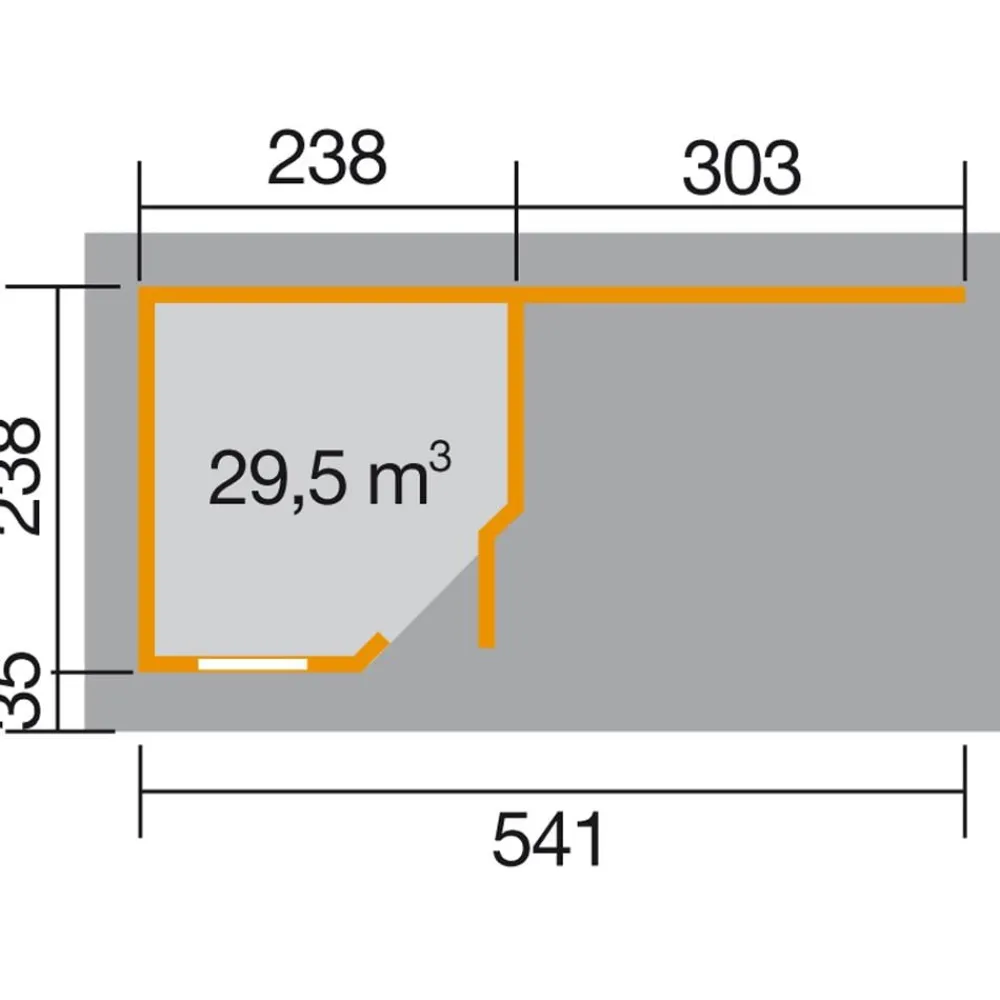 Weka Gartenhäuser & Gerätehäuser - Designhaus 213 B+ Gr. 1, ca. B585/H259/T279 cm Grau
