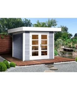 Weka Gartenhäuser & Gerätehäuser - Designhaus 126+ Gr. 1, ca. B361/H247/T286 cm Hellgrau