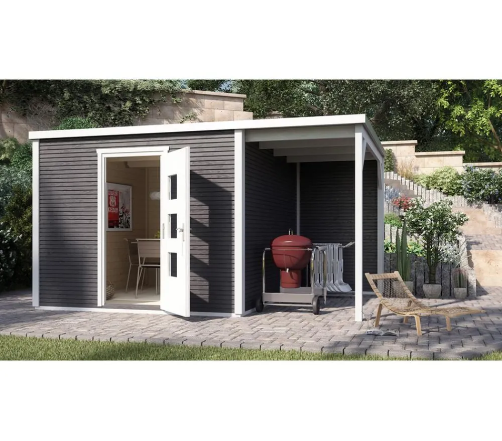 Weka Gartenhäuser & Gerätehäuser - Designhaus Line 413 A Gr.2, ca. B460/H244/T310 cm Dunkelgrau